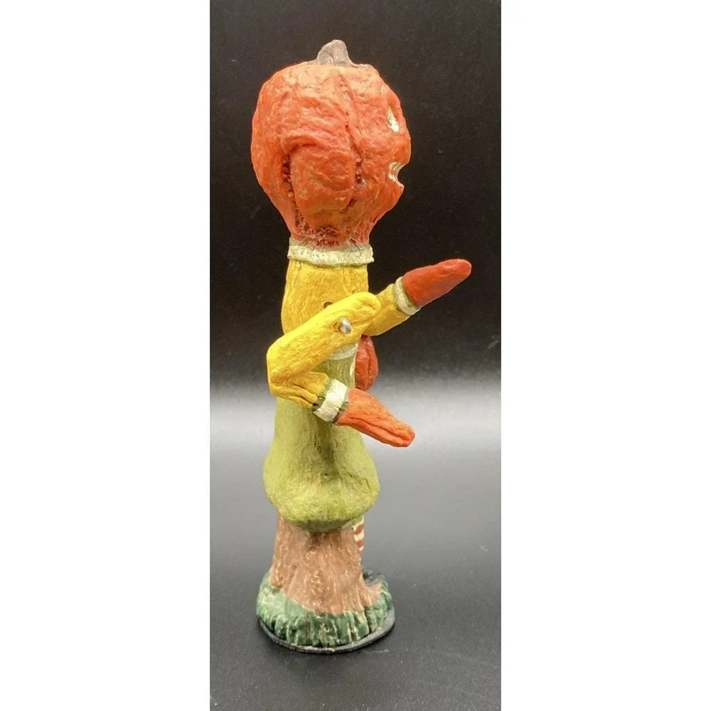 Vtg 80s 90s Halloween Poliwoggs Pumpkin Head Man Jack Primitive Folk Art Jointed